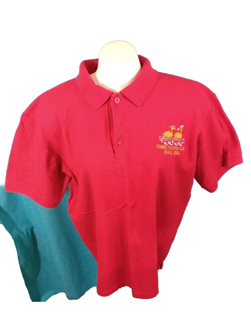CAMEL Racing Club IRAQ 2004 AAFES Red POLO Short Shelve Shirt One Size Fits Most